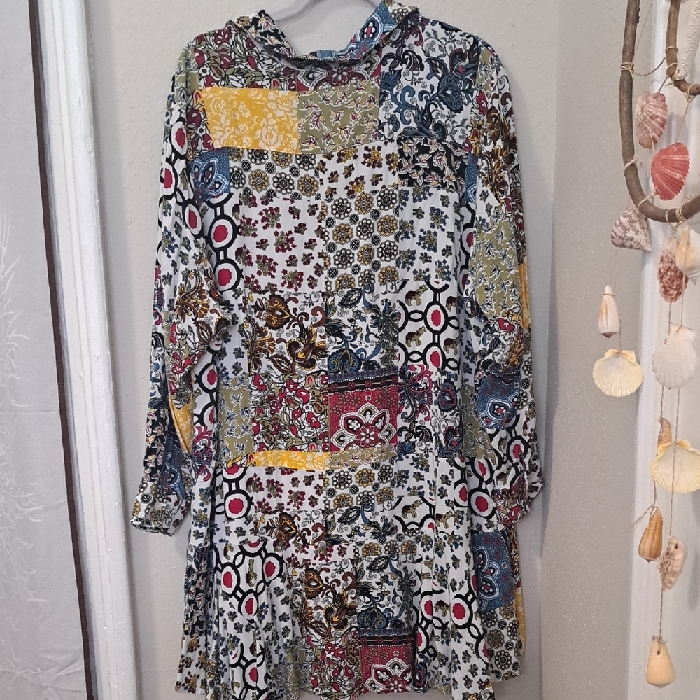 For The Republic Multicolor Patchwork Button Down… - image 3